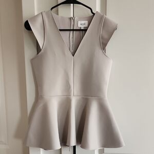 NWT Seed Heritage Taupe Peplum V-Neck Top XS